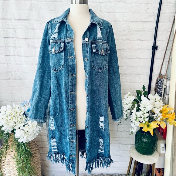 Long Tassel Back Denim Jacket - Picture 14 of 16